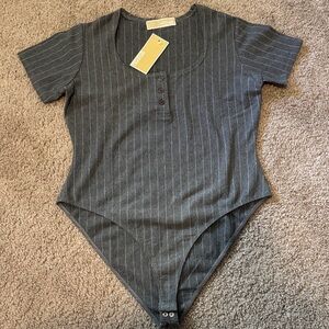 Michael Kors Charcoal Pinstripe Top